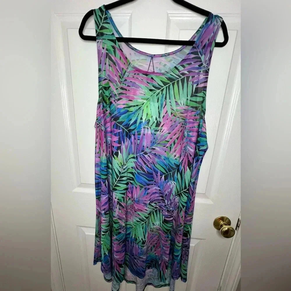 ☘️ NWT Swimsuits for All Quincy Mesh High-Low cover Up, Size 18/20, Hibiscus - Picture 3 of 6